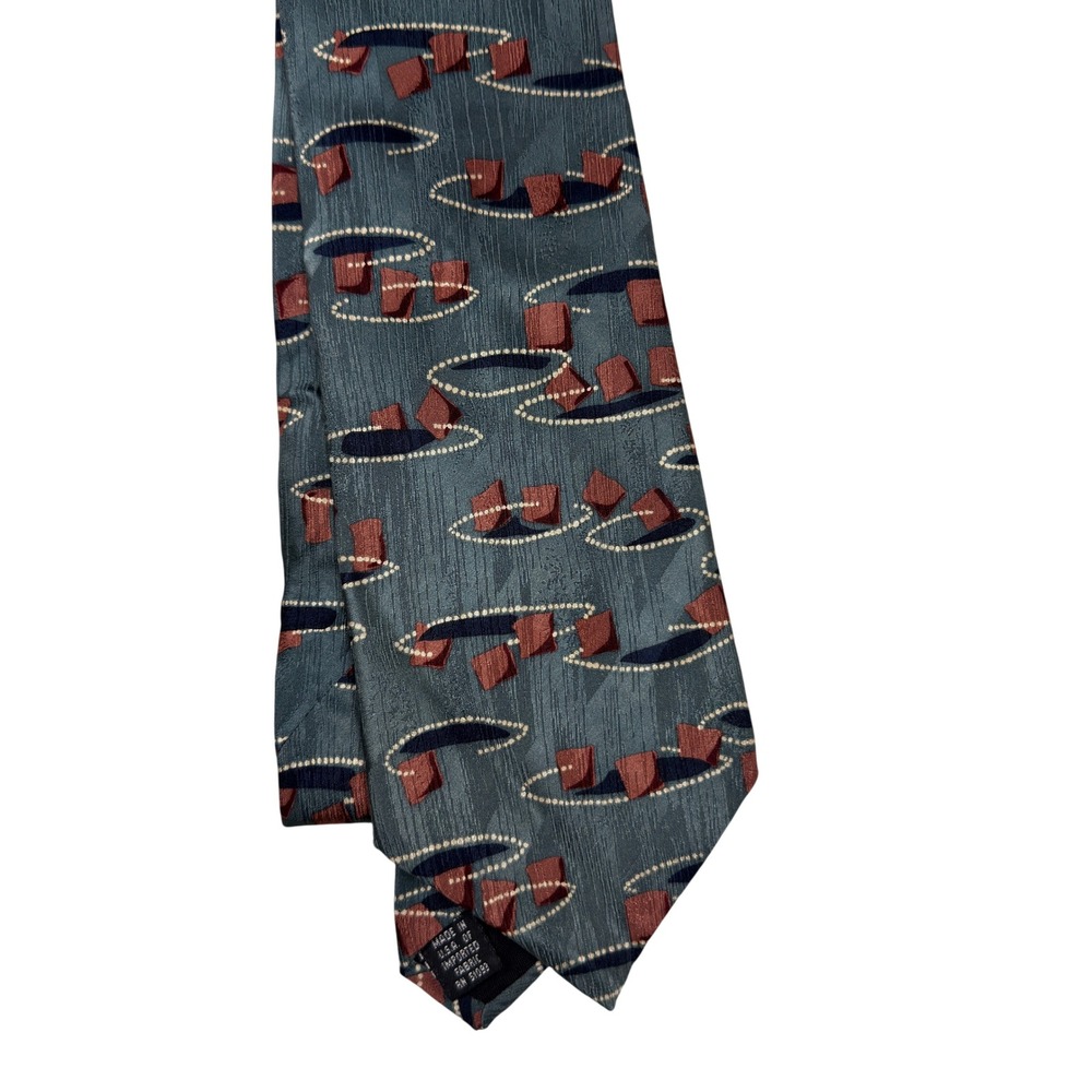 Vintage Nik-Nik Necktie One Size Mens Geometric Abstract Italian Design Teal